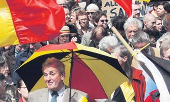 Belgian citizens take part in a rally calling for the country's unity in Brussels